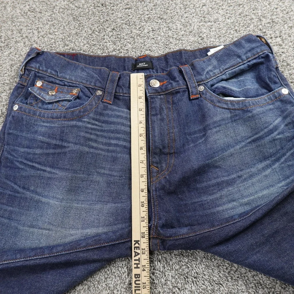 True Religion Jeans Mens 40X26 Dark Blue Denim Pants Ricky Relaxed Straight Fade
